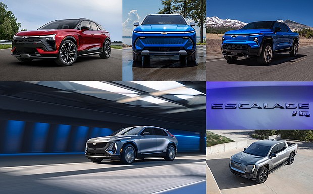 GM to expand V2H technology across portfolio of electric vehicles
A collage of the first vehicles to receive V2H technology, including the 2024 Chevrolet Silverado EV RST, 2024 GMC Sierra EV Denali Edition 1, 2024 Chevrolet Blazer EV, 2024 Chevrolet Equinox EV, 2024 Cadillac LYRIQ and the Cadillac ESCALADE IQ.