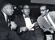 Leaders of the Southern Christian Leadership Conference (SCLC) confer on September 25, 1963,
at First African Baptist Church in Richmond during the organization’s annual convention. From left to right are the Reverend Martin Luther King Jr., president of the SCLC; Joseph E. Lowery, vice-president; and Wyatt Tee Walker, executive director.