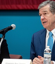 North Carolina Gov. Roy Cooper speaks at a roundtable discussion at Asheville-Buncombe Technical Community College on June 30.
Mandatory Credit:	Angela Wilhelm/Asheville Citizen Times/USA Today Network/File