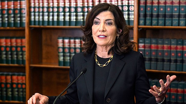 The White House defended its response to the asylum seeker influx facing New York Friday, arguing that without congressional action, the administration is limited in what it can do, following a letter from New York Gov. Kathy Hochul urging more action.
Mandatory Credit:	Hans Pennink/AP