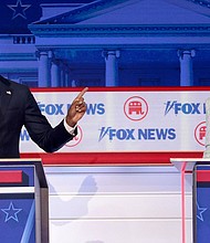 Vivek Ramaswamy and former South Carolina Gov. Nikki Haley participate in the first debate of the GOP primary season hosted by Fox News at the Fiserv Forum on August 23, 2023, in Milwaukee.
Mandatory Credit:	Win McNamee/Getty Images