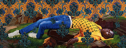 Kehinde Wiley, The Death of Hyacinth (Ndey Buri Mboup), 2022. Oil on canvas, © Kehinde Wiley. Courtesy of Galerie Templon,
Paris. Photo: Ugo Carmeni.