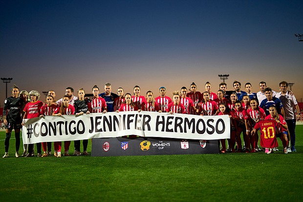 Atletico Madrid show its support for Hermoso.
Mandatory Credit:	Quality Sport Images/Getty Images