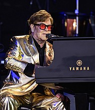 Elton John performs a the Glastonbury Festival 2023 on June 25, 2023 in Glastonbury, England. (Photo by Leon Neal/Getty Images)
Mandatory Credit:	Leon Neal/Getty Images