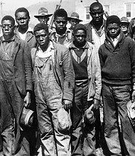Clarence Norris, Olen Montgomery, Andy Wright, Willie Roberson, Ozie Powell, Eugene Williams, Charlie Weems, Roy Wright, and Haywood Patterson were arrested in 1931 in Alabama.
Mandatory Credit:
