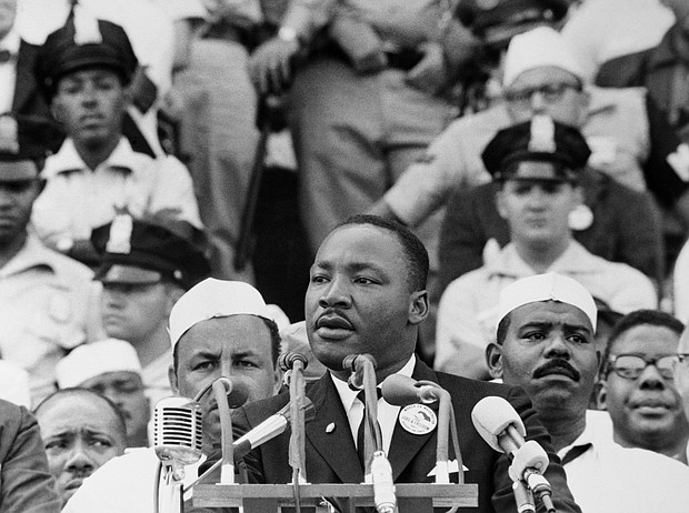 American Religious and Civil Rights leader Dr Martin Luther King Jr (1929 - 1968) gives his "I Have a Dream" speech to a crowd before the Lincoln Memorial during the Freedom March in Washington, DC, on August 28, 1963. The widely quoted speech became one of his most famous.
Mandatory Credit:	Bettmann Archive/Getty Images