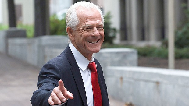 Peter Navarro arrives at federal court in Washington, DC, on August 28. Navarro will not be able to argue before a jury at his contempt of Congress trial next week that the former president asserted privilege to shield him from a House January 6 committee subpoena, a federal judge ruled August 30.
Mandatory Credit:	Win McNamee/Getty Images
