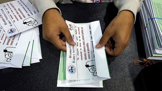 The election administrator’s office in Texas’ most populous county – Harris County, which is home to Houston – has been dismantled to comply with a new state law passed by Republican legislators that officially takes effect Friday.
Mandatory Credit:	David J. Phillip/AP