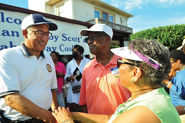 U.S. Rep. Bobby Scott greets attendees Monday at his annual Labor Day cookout.
