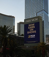 The Park MGM hotel and casino in Las Vegas, Nevada, US, is seen here on July 28. MGM Resorts has shut down some of its systems as a result of a “cybersecurity issue.”
Mandatory Credit:	Bridget Bennett/Bloomberg/Getty Images