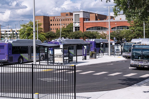 GRTC opened its new $2.2 million Downtown transfer station at 8th and Clay streets on Monday. The station, in a former city employee and courthouse parking lot, replaces the former station along 9th Street near City Hall. The new space features 24-hour lighting, charging ports for phones and computers, bus shelters, island platforms to make transfers easier from one bus to another and screens that will allow riders to track bus movements, GRTC has stated.