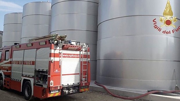 The incident occurred at the Ca'di Rajo winery in Treviso, northern Italy.
Mandatory Credit:	Courtesy Italy Fire Brigade