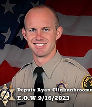 Deputy Ryan Clinkunbroomer was shot while on duty.
Mandatory Credit:	LA County Sheriff's Department