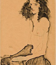 Egon Schiele's "Girl with Black Hair," at Ohio's Allen Memorial Art Museum, is among the works that  heirs of Jewish collector Fritz Grünbaum say were stolen by the Nazis during World War II.
Mandatory Credit:	Handout/Manhattan District Attorney's Office