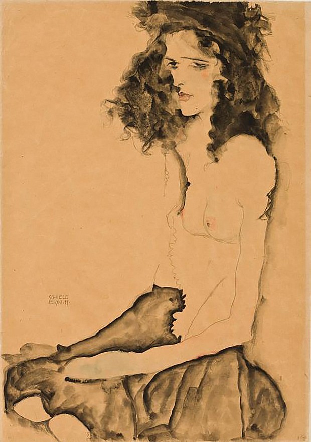 Egon Schiele's "Girl with Black Hair," at Ohio's Allen Memorial Art Museum, is among the works that  heirs of Jewish collector Fritz Grünbaum say were stolen by the Nazis during World War II.
Mandatory Credit:	Handout/Manhattan District Attorney's Office