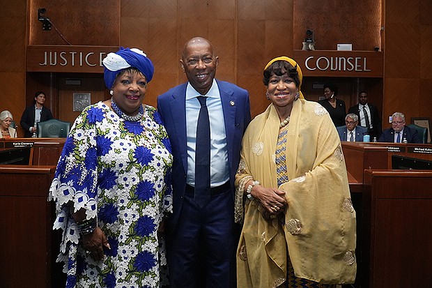 Dr. Luck (DAF), Mayor Sylvester Turner, and Ambassador Bennett (DAF)