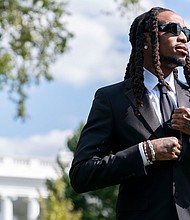 Quavo poses for a portrait at the White House in Washington, on September 20. Quavo, who lost his nephew and fellow Migos member Takeoff to gun violence last year, is turning his grief into action.
Mandatory Credit:	Stephanie Scarbrough/AP