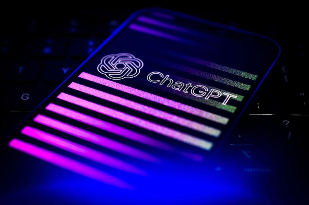 The OpenAI ChatGPT logo is seen in this photo illustration in Warsaw, Poland on 06 January, 2022. You can now speak aloud to ChatGPT and hear the artificial intelligence-powered chatbot talk back.
Mandatory Credit:	Jaap Arriens/NurPhoto/Shutterstock