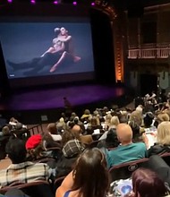 An audience at the Brava Theater in San Francisco, California for a viewing of the short film "Flower" starring Misty Copeland.
Mandatory Credit:	KPIX