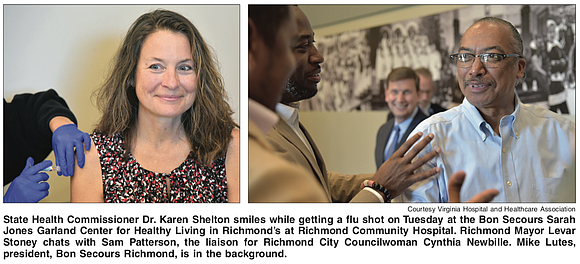 Virginia State Health Commissioner Dr. Karen Shelton, Richmond Mayor Levar Stoney and other local officials gathered Tuesday at the Bon …