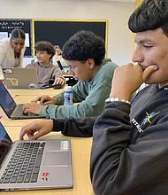 Bryan Martinez, a senior at Capital City Public Charter School in Washington, works on a computer last month during his advanced algebra with financial applications class.