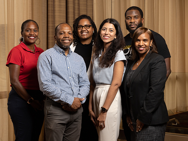Front row (left to right): Dr. Jerrod Henderson, assistant professor, College of Engineering; Dr. Mariam Manuel, clinical assistant professor, College of Natural Science & Mathematics; Dr. Donna Stokes, Associate Dean for Undergraduate Affairs and Student Success, professor, College of Natural Science & Mathematics