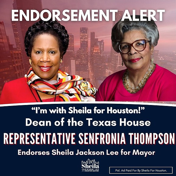 In a momentous announcement, Texas Representative Senfronia Thompson officially endorsed Congresswoman Sheila Jackson Lee for Mayor of Houston. Texas native …