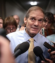 Rep. Jim Jordan speaks to reporters at the Longworth House Office Building on October 13, 2023 in Washington, DC.
Mandatory Credit:	Win McNamee/Getty Images