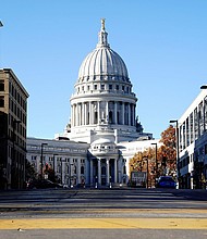 A view of the Wisconsin State Capitol the day after the 2020 presidential election in downtown Madison, Wisconsin.
Mandatory Credit:	Bing Guan/Reuters/FILE