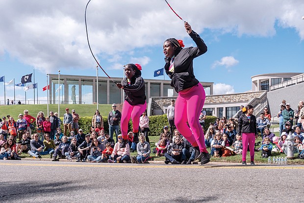 The Greenbelt S.I.T.Y. Stars-Precision jump rope team was among several of the featured acts during the 19th Richmond Folk Festival on Brown’s Island.