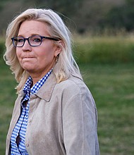 Republican former Rep. Liz Cheney on October 22 tied the “dangerous” House GOP chaos to former President Donald Trump’s behavior and the Republicans supporting him.
Mandatory Credit:	David Stubbs/Reuters