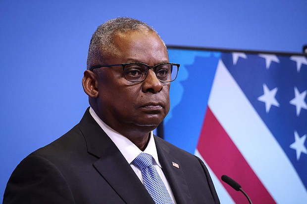 US Defence Secretary Lloyd Austin gives a press conference during the NATO Council Defence Ministers Session at the NATO headquarters in Brussels on October 12.
Mandatory Credit:	Simon Wohlfahrt/AFP/Getty Imag
