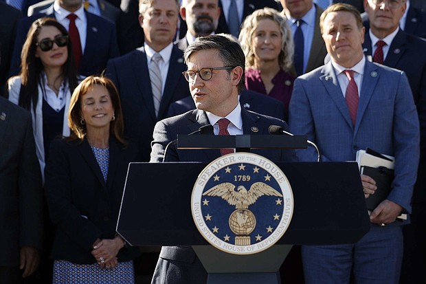House Speaker Mike Johnson, a Louisiana Republican, speaks shortly after being elected speaker on Wednesday in Washington, DC.
Mandatory Credit:	Getty Images