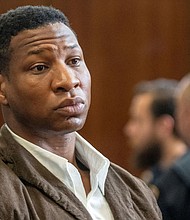 Actor Jonathan Majors appears on assault and harassment charges in New York State Supreme Court in New York City on June 20.
Mandatory Credit:	Steven Hirsch/Pool/Reuters