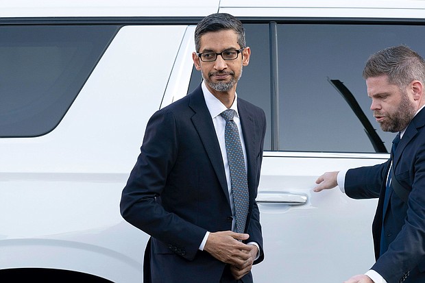 Google and Alphabet Inc. CEO Sundar Pichai arrives at the federal courthouse in Washington, Monday, Oct. 30, 2023.
Mandatory Credit:	Jose Luis Magana/AP