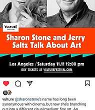 Jerry Saltz recently announced that he selected Sharon Stone for his annual artist-talk at the New York Magazine Vulture Fest.