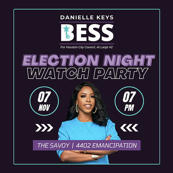 Houston City Council At-Large Position 2 Candidate Danielle Keys Bess will be hosting an Election Night Watch Party, tonight, Tuesday, …