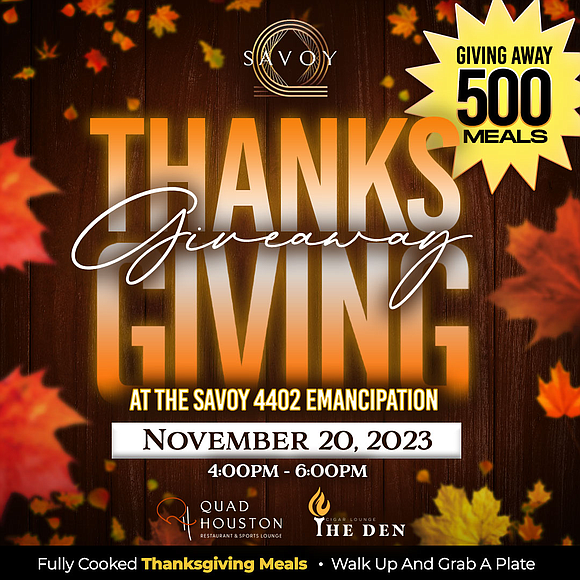Savor the spirit of Thanksgiving with a heartwarming event at The Savoy in Houston's Third Ward!