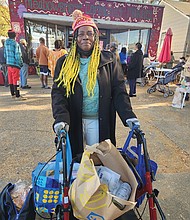 Barbara Forrest, above, is thankful for the no-cost grocery items available on Saturdays from 10 a.m. to 2 p.m.