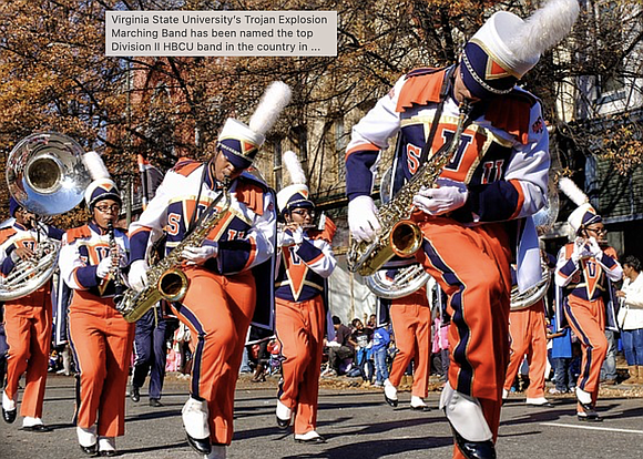 Virginia State University’s Trojan Explosion Marching Band has been named the top Division II HBCU band in the country in ...