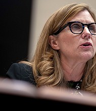 University of Pennsylvania President Liz Magill reads her opening statement during a hearing of the House Committee on Education on Capitol Hill on December 5 in Washington, DC.
Mandatory Credit:	Mark Schiefelbein/AP
Dateline:	WASHINGTON, DC, December 5, 2023