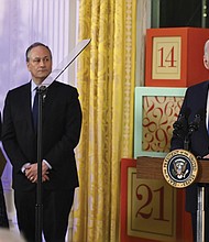President Biden hosted a Hanukkah reception Monday night at the White House. He vowed to stand with Israel in its fight against Hamas. Joining President Biden were Rabbi Angela Buchdahl of Central Synagogue in New York and Second Gentleman Doug Emhoff, who was among those who lit a menorah partially made from the original timbers of the White House.