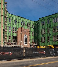 The Church front of Mizpah Presbytarian Church is still visible as the site of the future home of Brookland Park Apartments continues to undergo construction in Richmond’s North Side. Richmond City Council approved a special use permit in 2018 for the $18 million development.