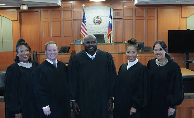 Harris County Judge Jermaine Thomas (center) with other judges