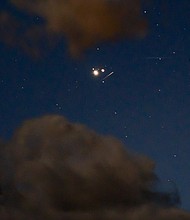 Ursid meteors are seen alongside Jupiter and Saturn's great conjunction in 2020 over Ashland, Oregon. This year, the Ursids will peak on the night of December 21 through the early morning of December 22.
Mandatory Credit:	davidhoffmannphotography/iStockphoto/Getty Images