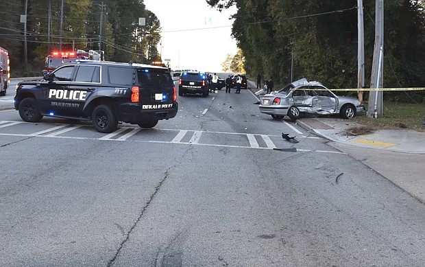 On January 20, 2020, a driver hit Minor’s car on Memorial Drive in DeKalb County. The impact forced the vehicle into a utility pole.
Mandatory Credit:	WANF
