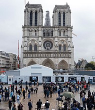 Notre Dame is due to reopen to the public at the end of 2024.
Mandatory Credit:	Ludovic Marin/AFP/Getty Images