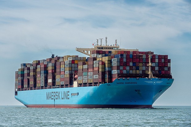The Maersk Hangzhou sails in the Wielingen channel, Westerschelde, Netherlands in July 2018. The vessel was attacked by Houthi fighters on December 30 after entering the Red Sea.
Mandatory Credit:	Rene van Quekelberghe/Handout/Reuters