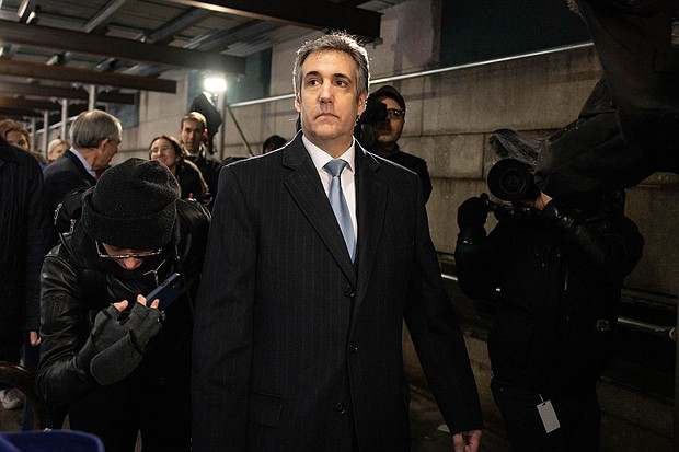 Michael Cohen, former attorney to Donald Trump, leaves the District Attorney's office in New York after testifying before a grand jury on March 13, 2023.
Mandatory Credit:	Yuki Iwamura/AP