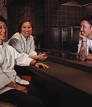 Chefs Toru Takano, Ami Hamasaki and Shun Sato (left-right) first met in an Australian bar over a decade ago. The trio recently opened Hong Kong restaurant Enishi, which means 'fate.'
Mandatory Credit:	Noemi Cassanelli/CNN